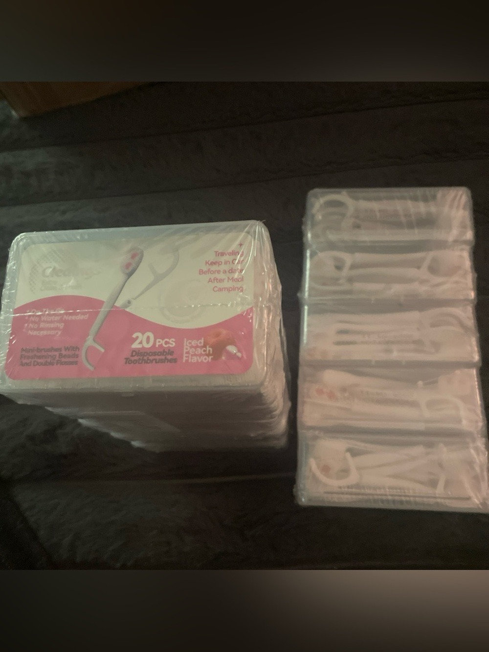 cleaings® Mini Disposable Toothbrush Set with Toothpaste Iced Peach 200 Ct